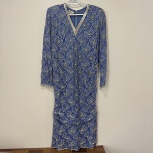 Judith Ann‎ Creations Purple Dress Vintage Beaded Floral Lace Flapper 70s NEW P